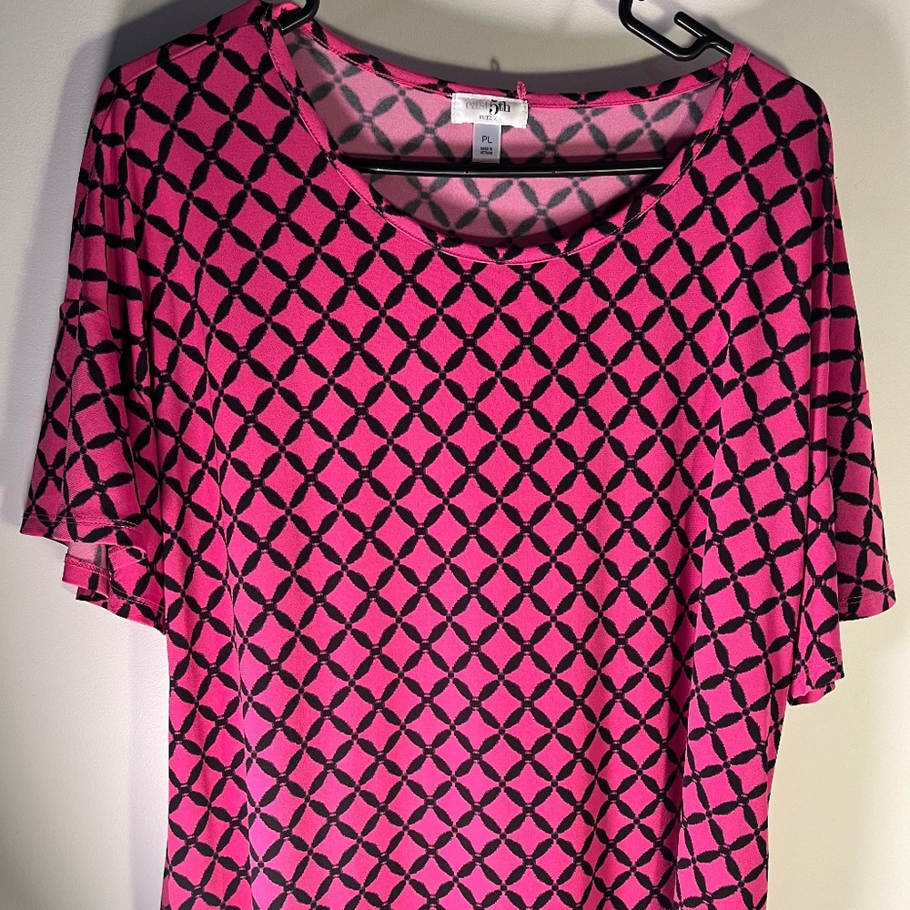Hot Pink & Black Pattern Blouse